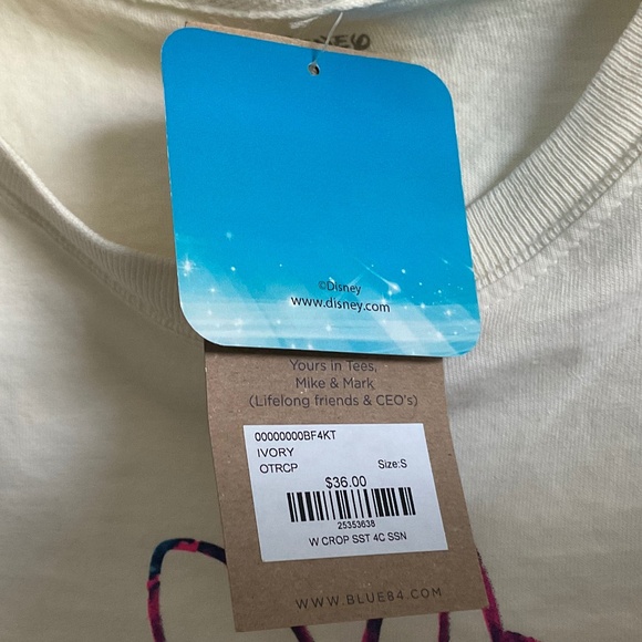 Blue 84/Disney Collab NAU‎ Lumberjacks Cropped Tee - Ivory - Size Small - Picture 6 of 7